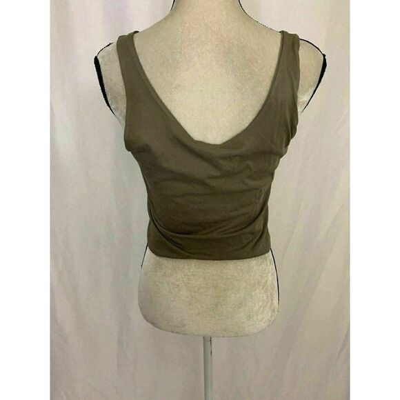 Splendid Womens New Solid Taupe Brown Scoop Neck Crop Tank Top 100% Cotton Small - Picture 5 of 8